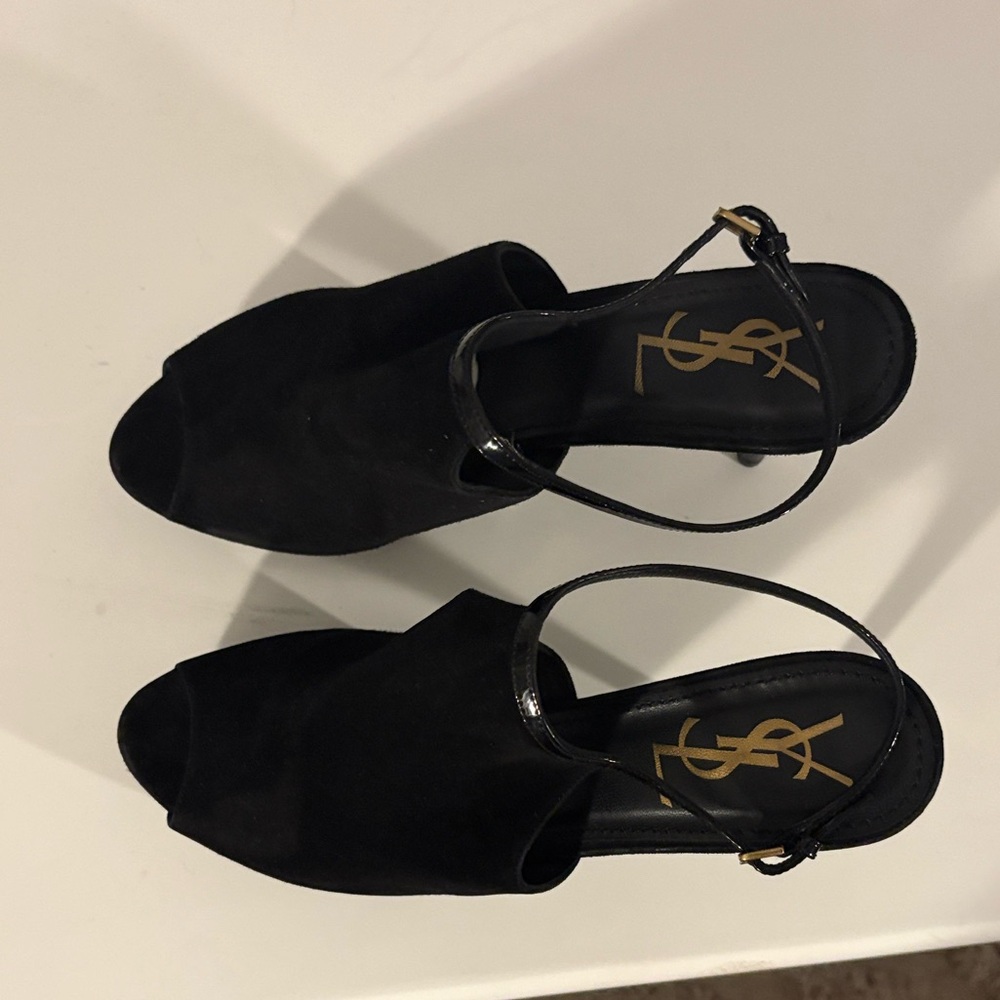 Yves Saint Laurent Black Suede Mules